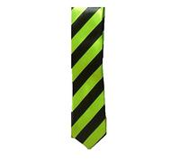 Funky Skinny Ties In Striped Design Inc Pink, Red, Blue Plus More (Lime Green & Black)