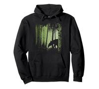 Funky Stylish Tapir Silhouette in Twilight Jungle Forest Pullover Hoodie