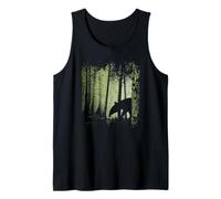 Funky Stylish Tapir Silhouette in Twilight Jungle Forest Tank Top