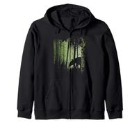 Funky Stylish Tapir Silhouette in Twilight Jungle Forest Zip Hoodie