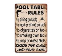 Funky Tin Sign Pool Table Rules For Decoration Restaurant Garage Cafe 8.00"x12.00"