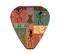 Funky Tribal Guitar Picks 12 Pack Universal ABS Guitar Picks,Funky Tribal Pattern Depicting Afn Style Dance Moves Instruments Spiritual,for Acoustic and Electric Guitar