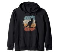 Funky Vintage Marsupial Retro Kangaroo Silhouette Zip Hoodie