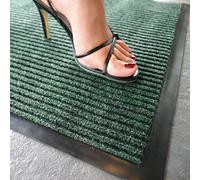 FunkyBuys® HEAVY DUTY NON SLIP RUBBER BARRIER MAT RIBBED RUGS BACK DOOR HALL KITCHEN LARGE MEDIUM SMALL- AVAILABLE IN 4 VIBRANT COLORS (80 x 120 cm, Green)