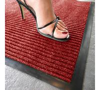 FunkyBuys® HEAVY DUTY NON SLIP RUBBER BARRIER MAT RIBBED RUGS BACK DOOR HALL KITCHEN LARGE MEDIUM SMALL- AVAILABLE IN 4 VIBRANT COLORS (50 x 80 cm, Red)