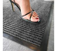 FunkyBuys® HEAVY DUTY NON SLIP RUBBER BARRIER MAT RIBBED RUGS BACK DOOR HALL KITCHEN LARGE MEDIUM SMALL- AVAILABLE IN 4 VIBRANT COLORS (50 x 80 cm, Grey)