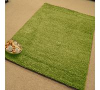 FunkyBuys® LIME GREEN Luxury Branded Rug Large XL Size Thick Polypropelene Soft Shaggy Rugs Non Shed Modern High Pile 80 x 150cm (2ft 6" x 5ft 0")
