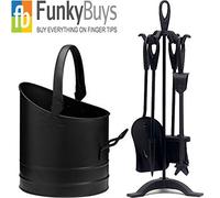 FunkyBuys® (Set of 2) Fireplace Fireside Companion Set Kindling Coal Bucket & 5pc Warwick Companion Set Ornate