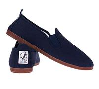 FunkyFashion Unisex Womens Mens Ladies Javer Flossy Espadrilles Plimsoll Flat Shoes Pumps (EU 45, Navy)