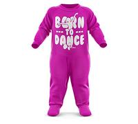 FunkyShirt Born to Dance Future Ballet Dancer Baby Romper Suit - Ballroom Dancing First Birthday Present - Newborn Romper, Bright Pink, 6-12 Months