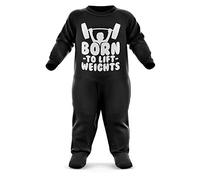 FunkyShirt Born to Lift Weights Babygrow - Workout Baby Romper Suit - Babies Gym Birthday Present - Newborn Romper Black