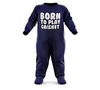 FunkyShirt Born to Play Cricket Babygrow - Cricket Baby Romper Suit - Babies Cricket Birthday Present - Newborn Romper Navy