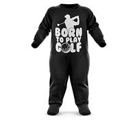 FunkyShirt Born to Play Golf Babygrow - Golfer Baby Romper Suit - Babies Golf Birthday Present - Newborn Romper Black