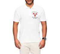 FunkyShirt English and Proud Polo Shirt - St Georges Day 23rd April - Mens Embroidered England Badge Cotton Collared Shirt White