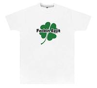 FunkyShirt Fecking Eejit St Patrick's Day T Shirt Top Paddy's Day Gift Funny Novelty Present Drink Drunk Mens White
