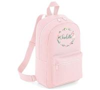 FunkyShirt Flower Circle Custom Name Initial Kids Childrens Lunch Girls School Backpack Bag Girls Rose Cute Rucksack Bags Pretty Toddler Nursery Gym Sack Floral (Light Pink, One Size)