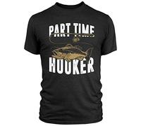 FunkyShirt Gifts for Fisherman - Part Time Hooker T Shirt - Wherever You Fish Angling Pond Lake Fisherman Fish Carp, Large - Mens, Black