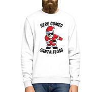 FunkyShirt Here Comes Santa Floss Jumper Flossing Christmas Sweater Kids Mens Boys Xmas Flossing Black