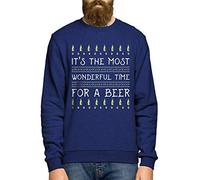 FunkyShirt It's The Most Wonderful Time for A Beer Ugly Christmas Sweater - Funny Ugly Xmas Jumper - Secret Santa Idea, Navy, Medium - Unisex