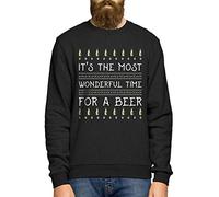 FunkyShirt It's The Most Wonderful Time for A Beer Ugly Christmas Sweater - Funny Ugly Xmas Jumper - Secret Santa Idea, Black, XL - Unisex