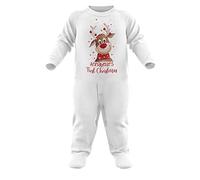 FunkyShirt Personalised First Christmas Reindeer Babygrow Rompersuit Romper Baby Babies First Christmas Day Outfit 1st Xmas eve Box Pyjamas Baby Girl Baby Babys (White, 0-3m)