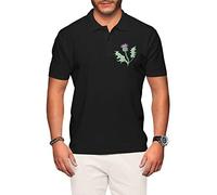 FunkyShirt Scotland Rugby Polo Shirt for Men - Scottish Thistle - Shirts Nations Football Tshirts Black