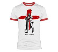 FunkyShirt St Georges Day T-Shirt - England T Shirt with English Flag and Knights Templar for Men - Saint George Patriotic Graphic Tee