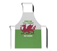 FunkyShirt Wales Apron - Feed Me Till I Want No More Welsh Flag Novelty Cooking Baking BBQ Apron