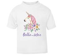 FunkyShirt Watercolour Unicorn T Shirt with Personalised Name Printed top Unique Summer Girls Clothes Kids Baby Presents for 5 Year Old Girls Presents for Girls Unicorn Gifts