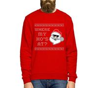 FunkyShirt Where's My Ho's at Funny Rude Ugly Christmas Sweater - Funny Christmas Jumper - Xmas Gift Idea for Adults, Red, Large - Unisex