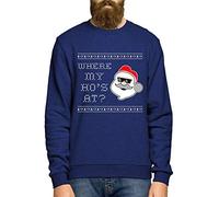 FunkyShirt Where's My Ho's at Funny Rude Ugly Christmas Sweater - Funny Christmas Jumper - Xmas Gift Idea for Adults, Navy, Medium - Unisex