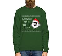 FunkyShirt Where's My Ho's at Funny Rude Ugly Christmas Sweater - Funny Christmas Jumper - Xmas Gift Idea for Adults, B Green, Large - Unisex