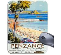 Funkyzilla Penzance Gateway To Cornwall Railway Mouse Mat. Vintage Train Poster Mouse Pad