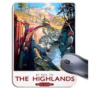 Funkyzilla The Highlands By Rail Vintage Railway Poster Mouse Mat 25 x 19cm