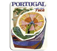 Funkyzilla Vintage Portugal Travel Poster Mouse Mat. 60's Adverting Mouse Pad