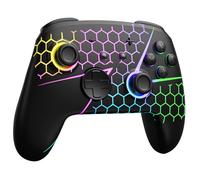Funlab Switch 2 Pro Controller for Switch2/OLED, Hall Effect Switch Controller Wireless with One-Key Wake Up, Firefly LED Bluetooth Gamepad with 7 RGB Colors/Back Buttons/Turbo/Motion Control