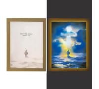 FunLake Jesus Christ LED Light Painting | The Passion & Glory Dual Art Decor | Off-Sketch On-Vibrant Color Changing Night Light | Christian Home Church Spiritual Gift, USB Powered Desk/Wall Art (Style