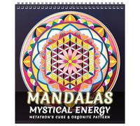 FUNLAVIE Large Adult Colouring Book - Sacred Geometry Mandala Designs for Relaxation, Featuring the Flower of Life, Metatron's Cube & Mindfulness Orgonite Patterns, Spiral Binding - Mystical Energy