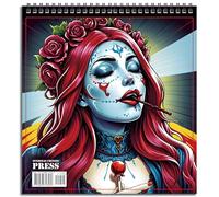 FUNLAVIE Sugar Skull Adult Colouring Book,Elegant Floral Sugar Skull Design