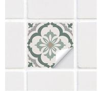 funlife 25 PCS 15X15cm Self-Adhesive Tile Stickers, Textured Vinyl Stick on Tiles, Backsplash Wall Art Decal for Kitchen DIY Decoration, Retro Dark Green and Gray