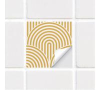 funlife 25 PCS 15X15cm Self-Adhesive Tile Stickers, Textured Vinyl Stick on Tiles, Backsplash Wall Art Decal for Kitchen DIY Decoration, Bright Yellow Arches