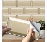 funlife 27Pcs Beige Tile Stickers Peel and Stick Self-Adhesive Vinyl Splashback Kitchen Decor Beige Marble, 20X10cm
