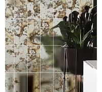 funlife 3D Vintage Mirror Effect Wall Panels, Rusty Faux Antique Mirror Tiles, Humidity Wall Rectangular 35PCS