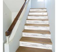 Funlife 3Pcs Stair Riser Decals Self-Adhesive Staircase Steps Stickers Stairway Wallpaper for Home Office Decor, White Grey Wood Pattern