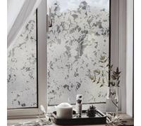 funlife 58x120CM x 2PCS Etched Glass Double-sided Window Flim Privacy, No Glues Static Cling Art Decor Decorative Vinyl Film, White Print on Clear Shadow Leaf