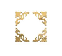 funlife Borders Filigree Plastic Mirror Wall stickers, Self Adhesive Art Wall Decal for DIY Home Decor, 16Pcs Gold, 15 X 15cm
