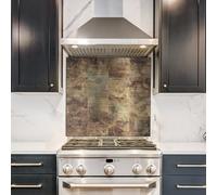 funlife Brushed Aluminum Self Adhesive Splashback for Kitchen, Rose Marbled Antiqued Brass 14.5X14.5CM 16PCS