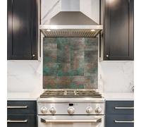 funlife Brushed Aluminum Self Adhesive Splashback for Kitchen, Rusty Bronze 14.5X14.5CM 16PCS