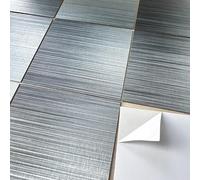 funlife Brushed Aluminum Self Adhesive Splashback for Kitchen, Silver 14.5X14.5CM 10PCS