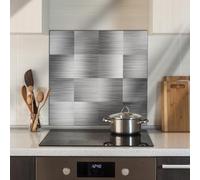 funlife Brushed Aluminum Self Adhesive Splashback for Kitchen, Silver 14.5X14.5CM 16PCS